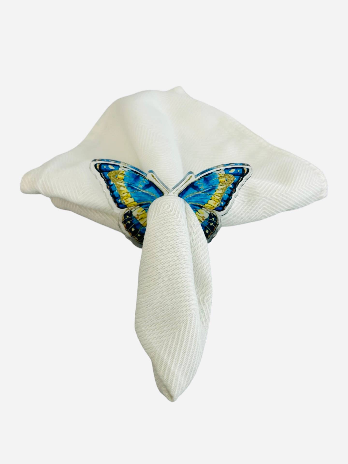 Acrylic Napkin Ring - Blue Butterfly Set of 4