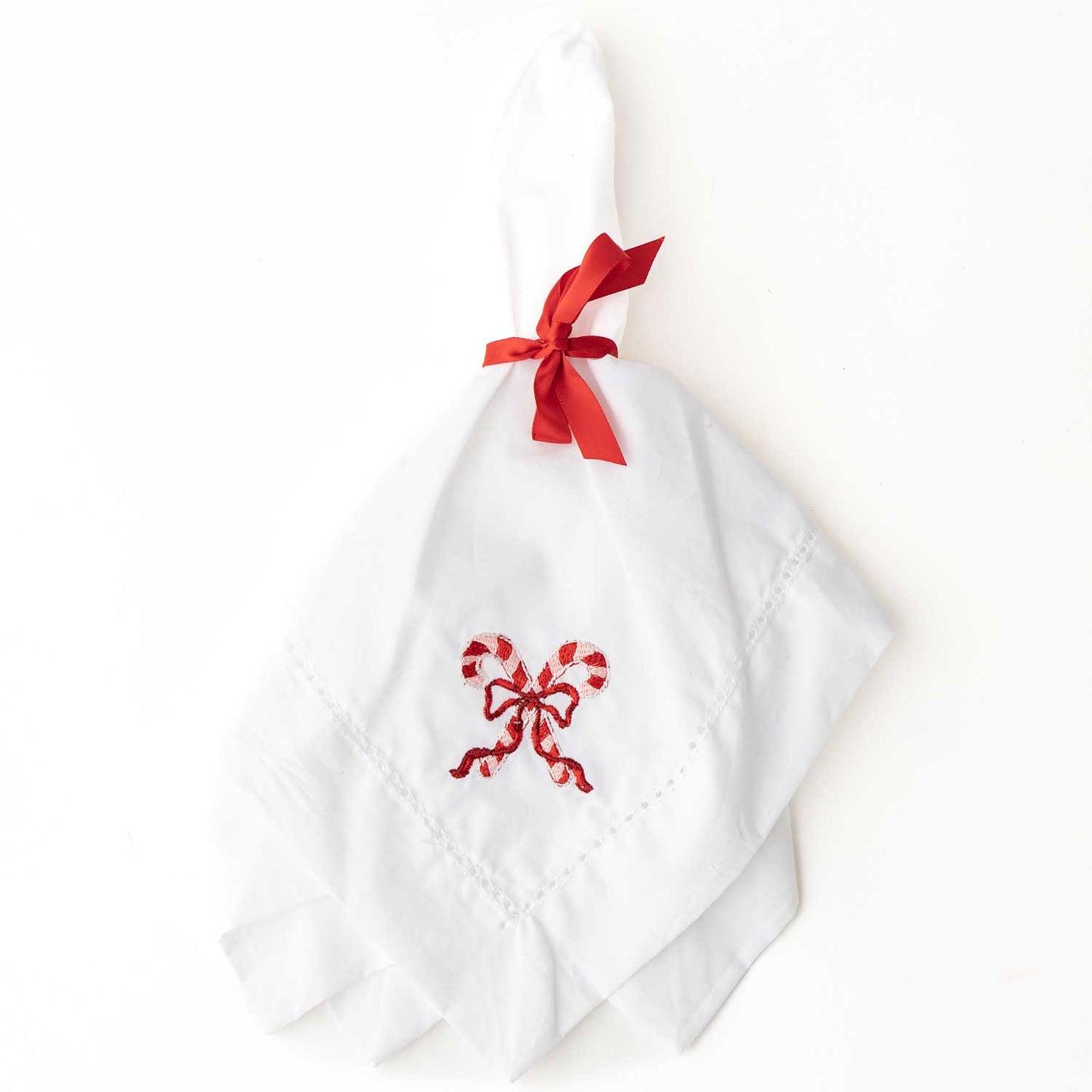 PRE ORDER Candy Cane Embroidered Dinner Napkin