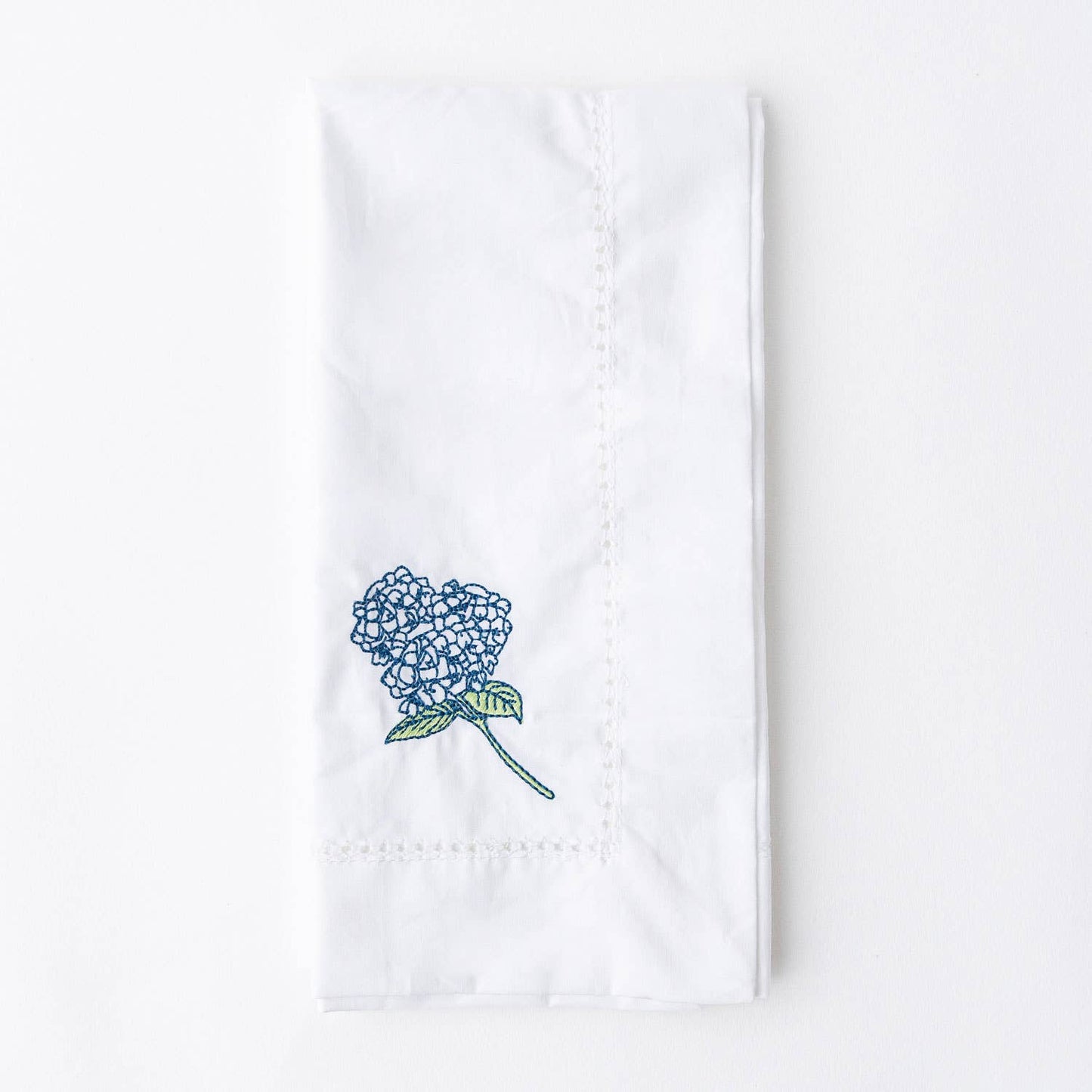 Hydrangea Stem Embroidered Dinner Napkin