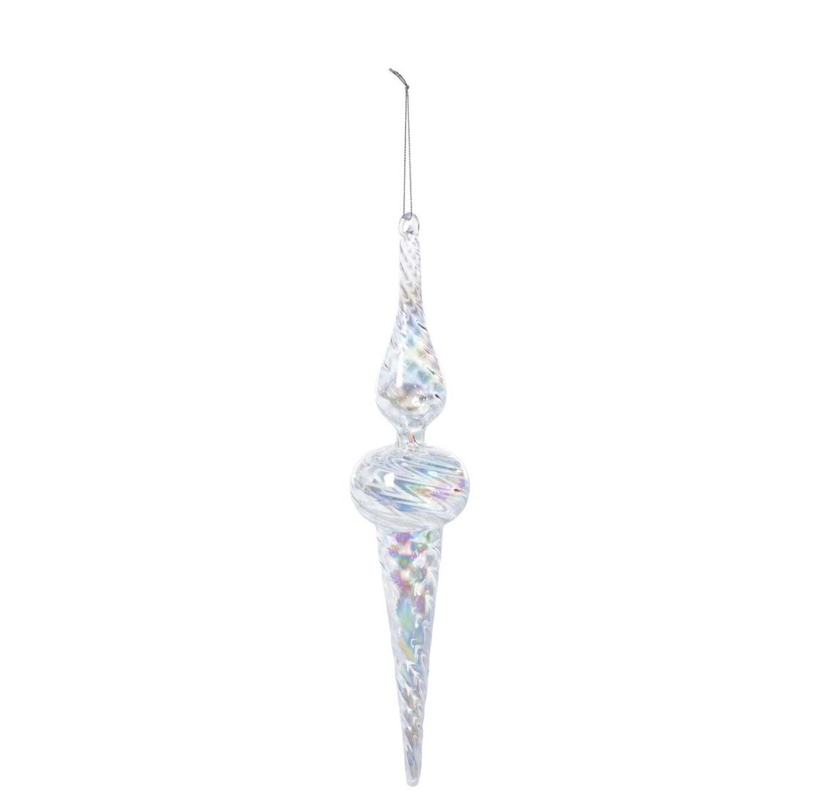 PRE ORDER Icy Crystal Swirl Glass Finial Ornament