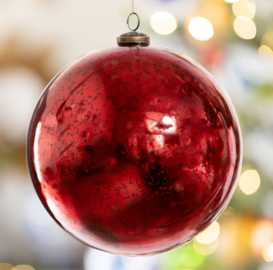 PRE ORDER Antique Shiny Ruby Glass Ball Ornament