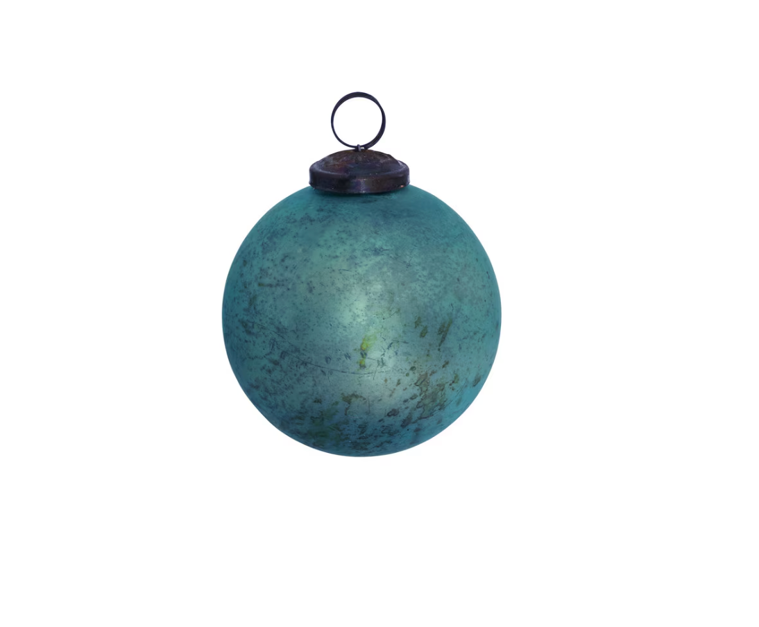 PRE ORDER Antique Matte Blue Kyanite Glass Ball Ornament