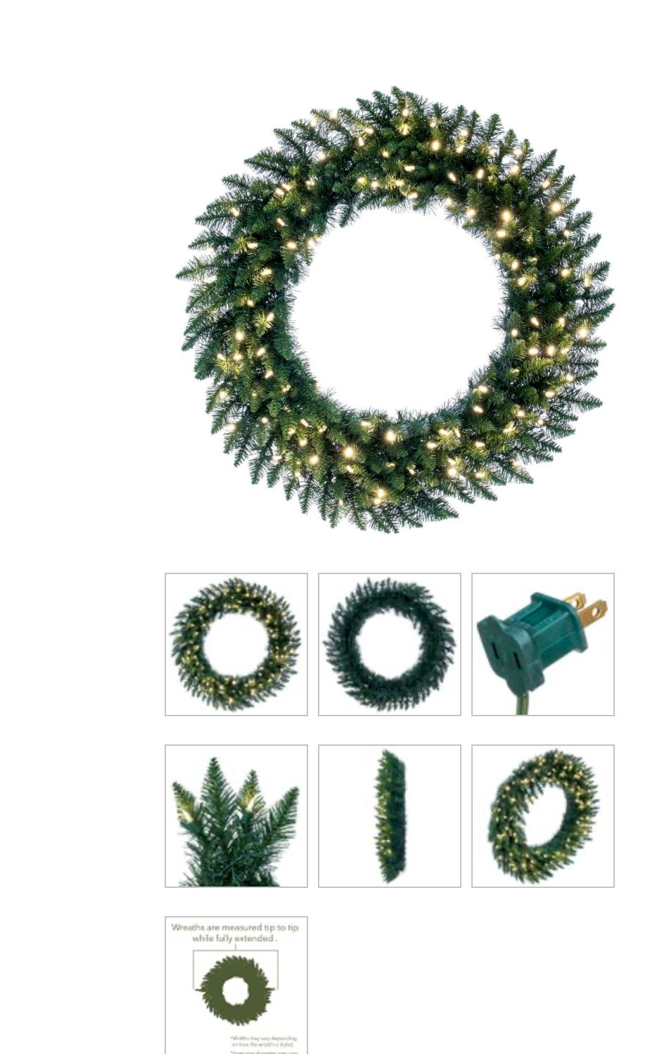 36 Inch Camdon Fir Artificial Christmas Wreath, Warm White LED Mini Lights