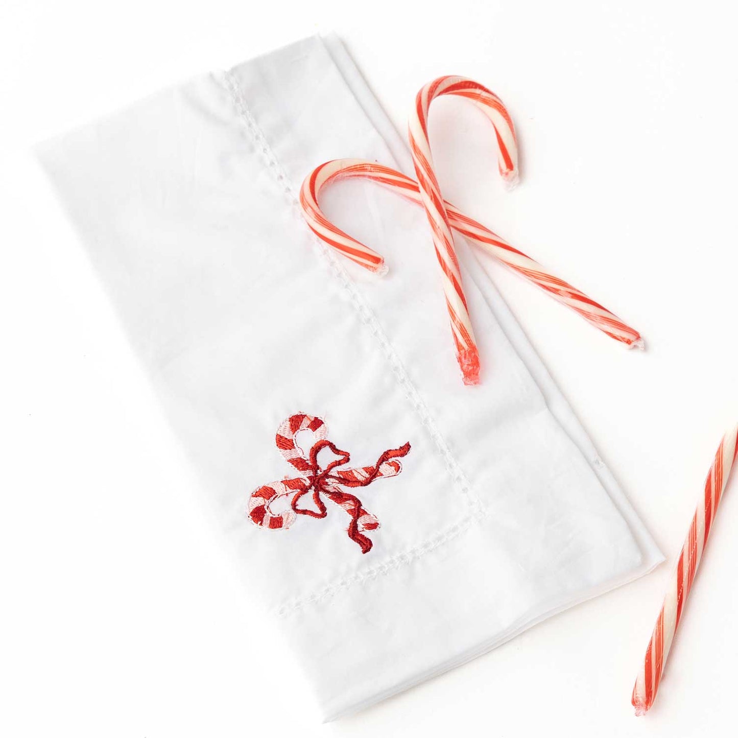 PRE ORDER Candy Cane Embroidered Dinner Napkin