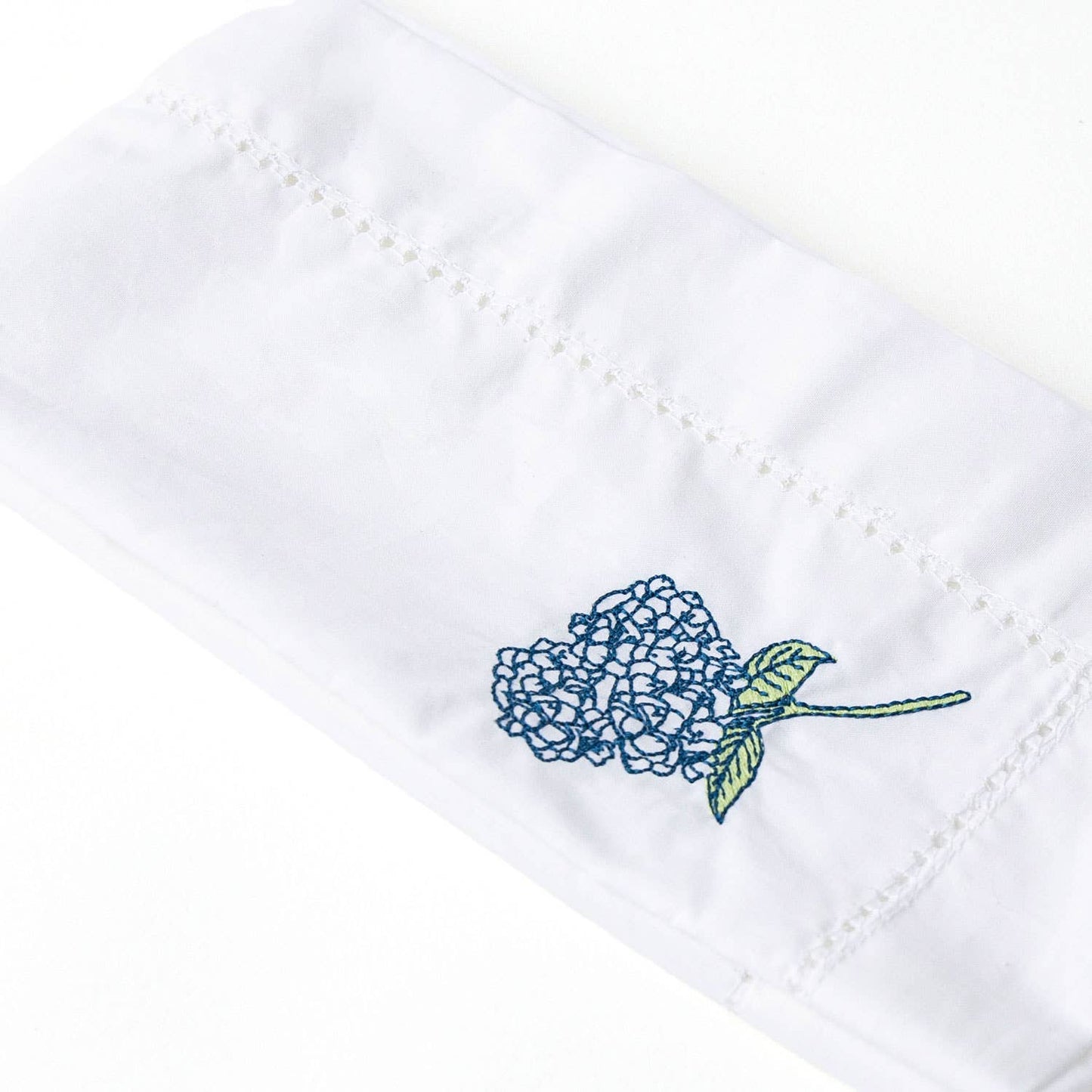 Hydrangea Stem Embroidered Dinner Napkin