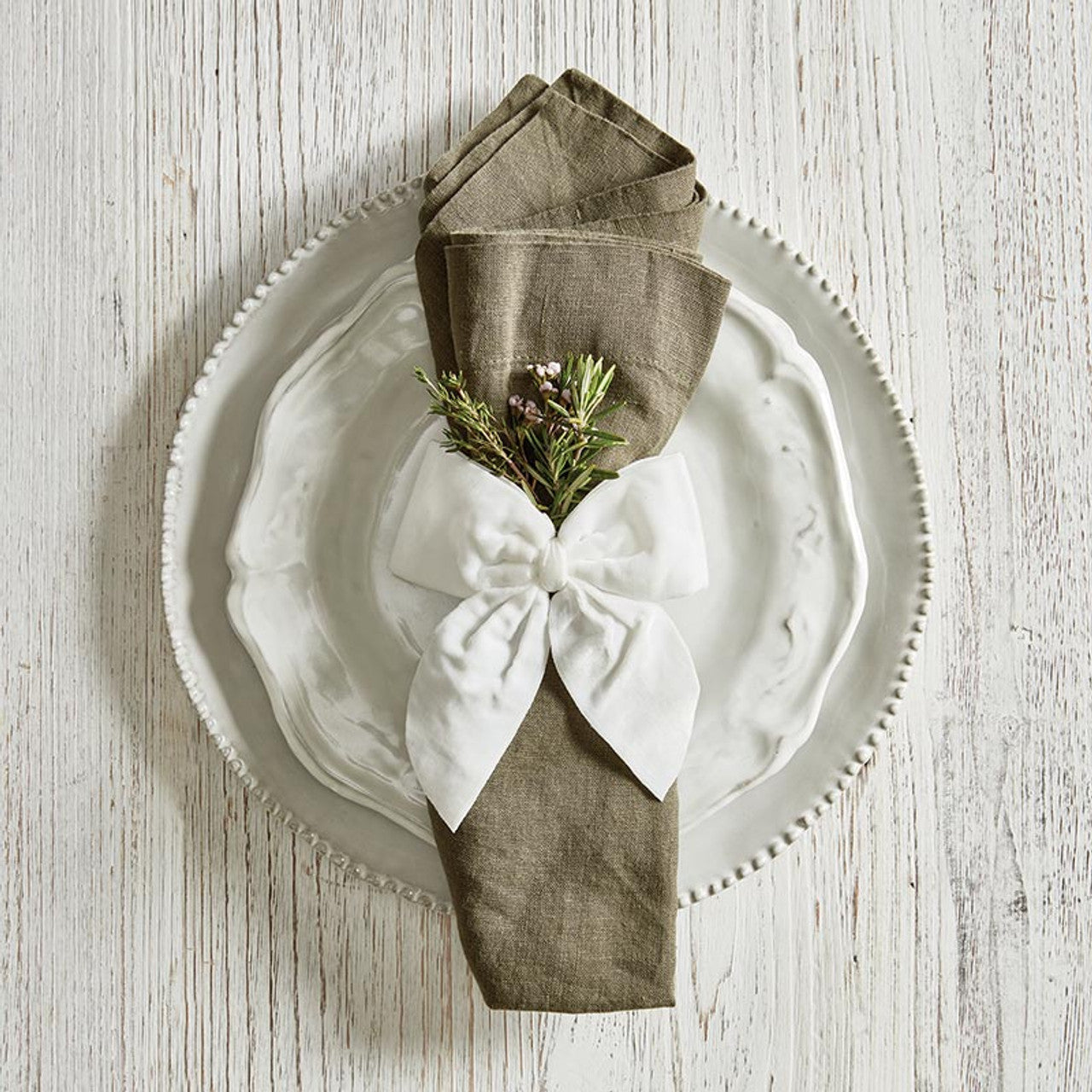 Velvet Bow Napkin Ties - White