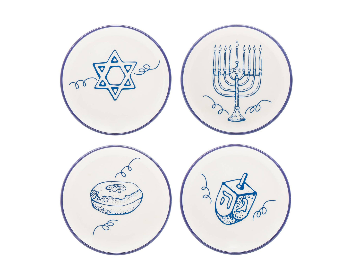 Set of Four Hanukkah Dessert Plates