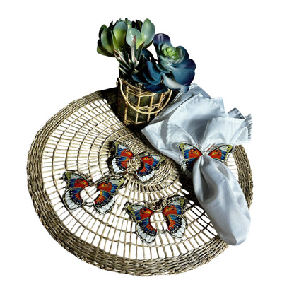 Acrylic Napkin Ring - Blue Butterfly Set of 4