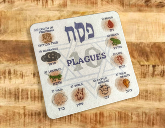 Set of 12- 10 Plague Passover Coasters