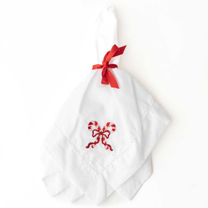 PRE ORDER Candy Cane Embroidered Dinner Napkin