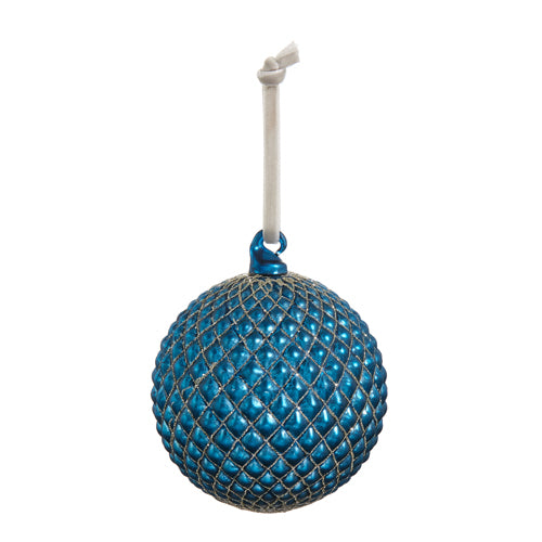 4" COBALT BLUE QUILTED BALL ORNAMENT