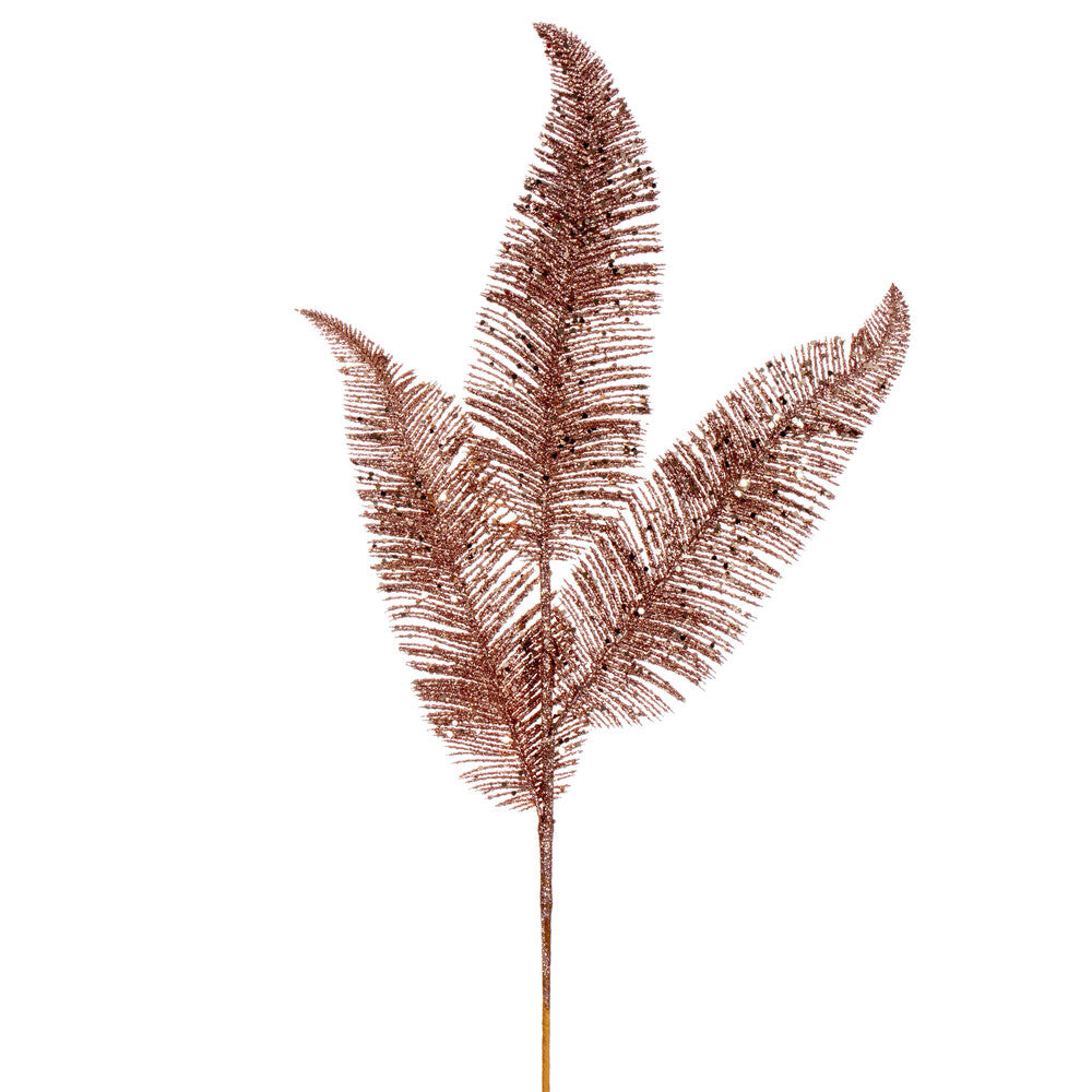 24.5" Café Latte Feather Fern Glitter Spray