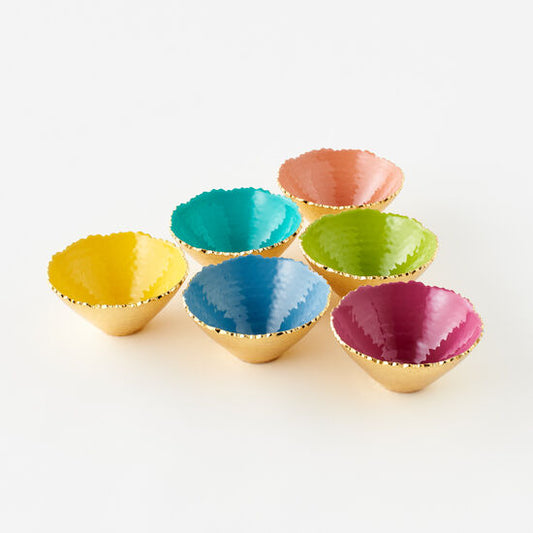 5.25" Colored Enamel Gold Bowl - Cocktail Bowl - Each sold separately