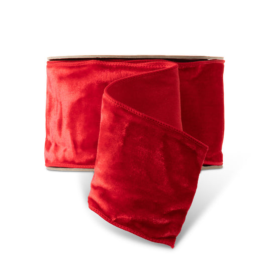 4" x 10 Yds Lush Velvet Ribbon, Red