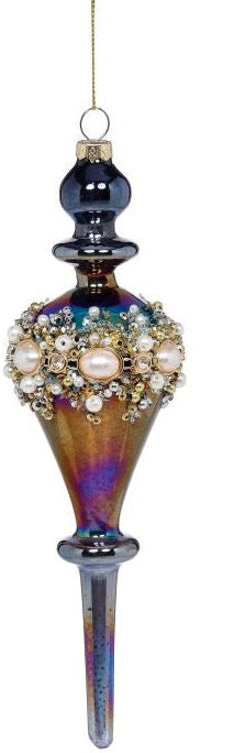 10" Pearl Banded Finial Ornament