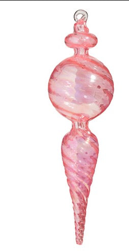 10" PINK BLOWN GLASS FINIAL ORNAMENT