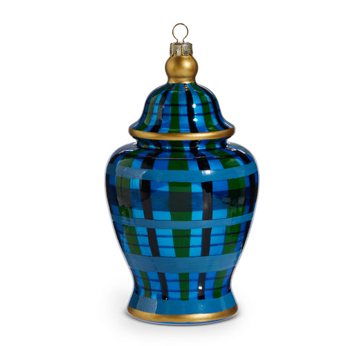 6" BLACK WATCH PLAID GINGER JAR ORNAMENT