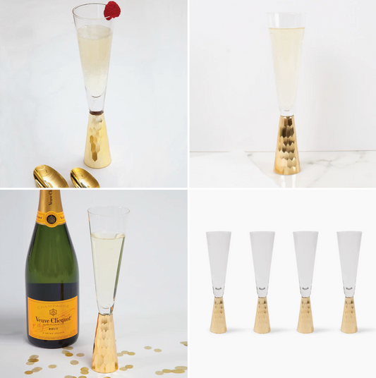 Gold Hammered Champagne Glass