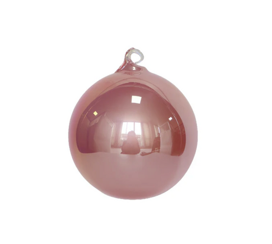 PEARLESCENT GLASS ORNAMENT - LIGHT PINK 5"