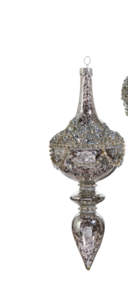 9.5" Finial  JEWELED MERCURY FINIAL ORNAMENT