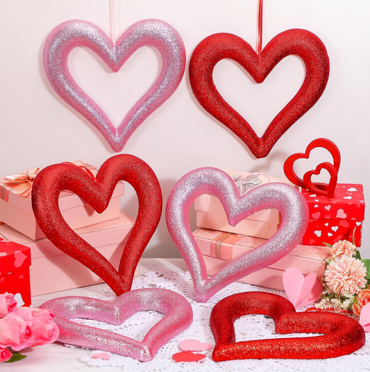 Glitter Hearts RED