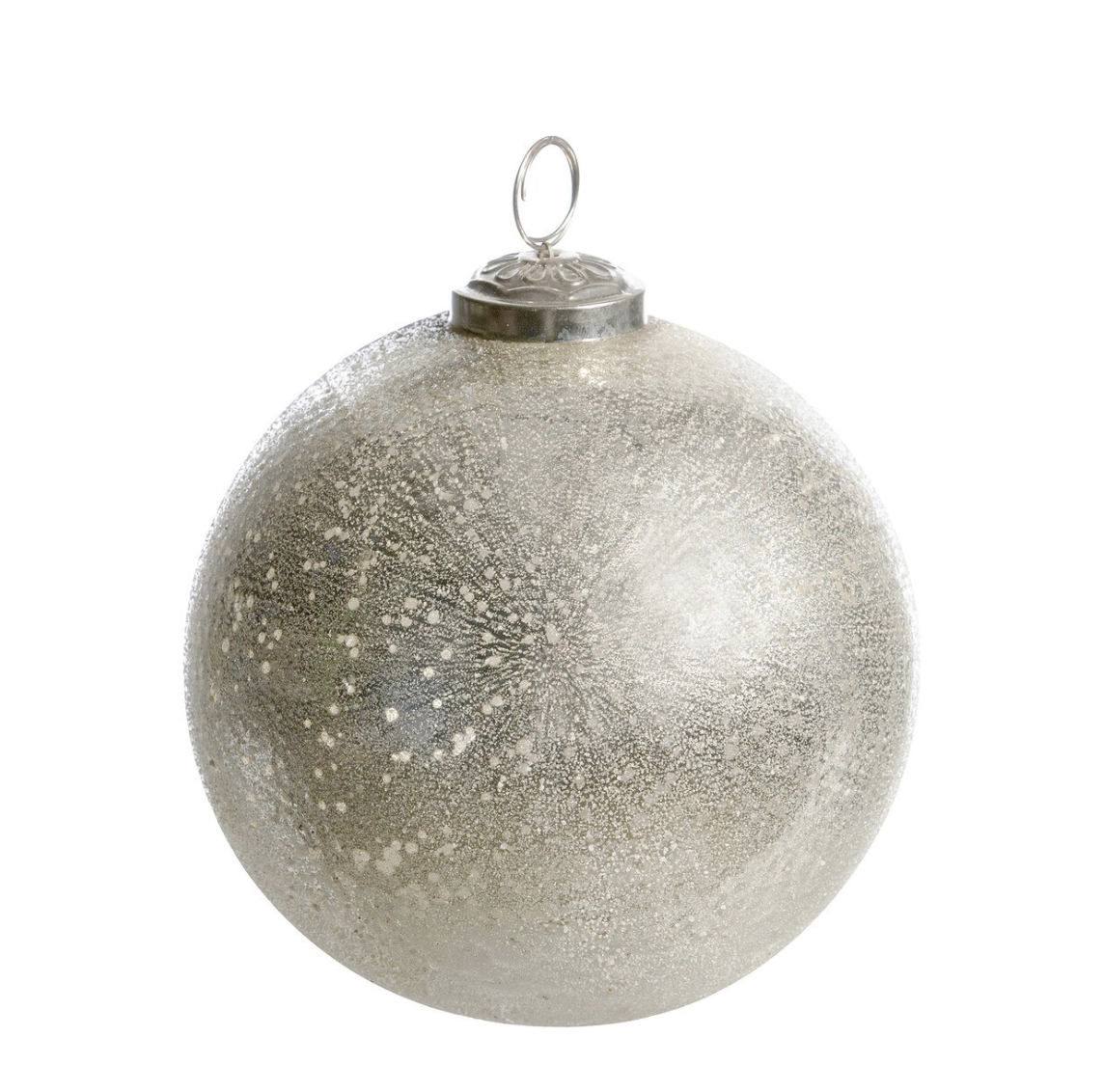 PRE ORDER Frosted Icy Silver Glass Ball Ornament, Large