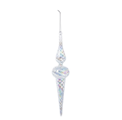 PRE ORDER Icy Crystal Swirl Glass Finial Ornament