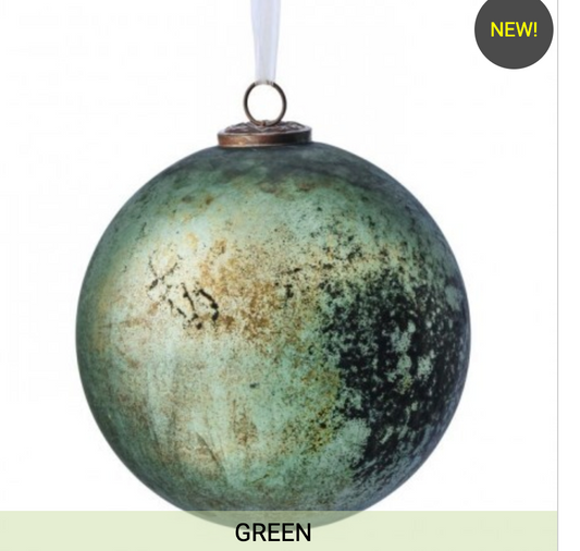 8" ANTIQUE RUSTIC BALL GLASS ORNAMENT
