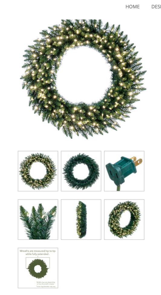 42" Camdon Fir Artificial Christmas Wreath, Warm White LED Mini Lights
