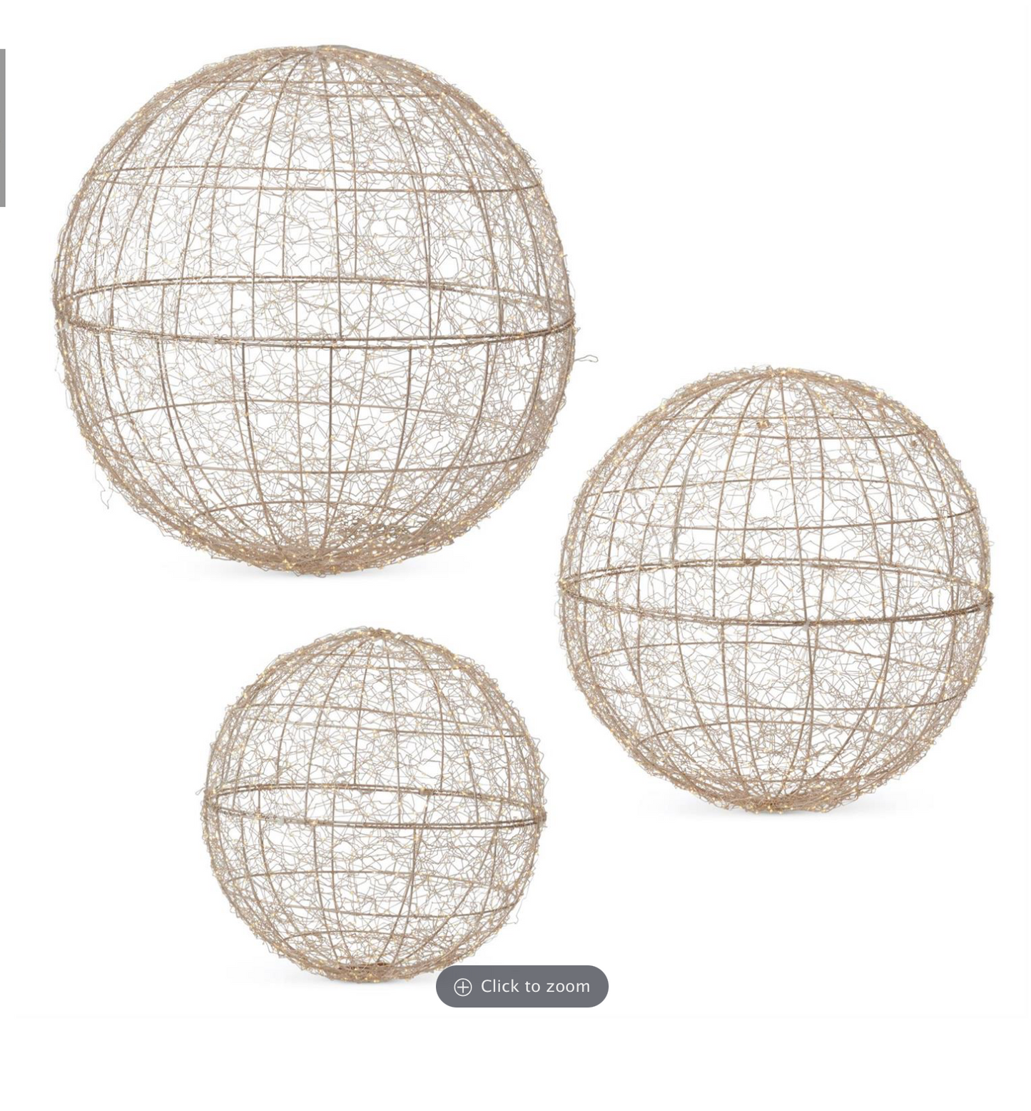 SET OF 3 ELECTRIC LED SILVER WIRE BALLS