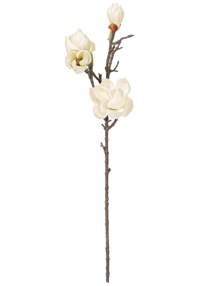 29" White Magnolia Flower Bud Spray