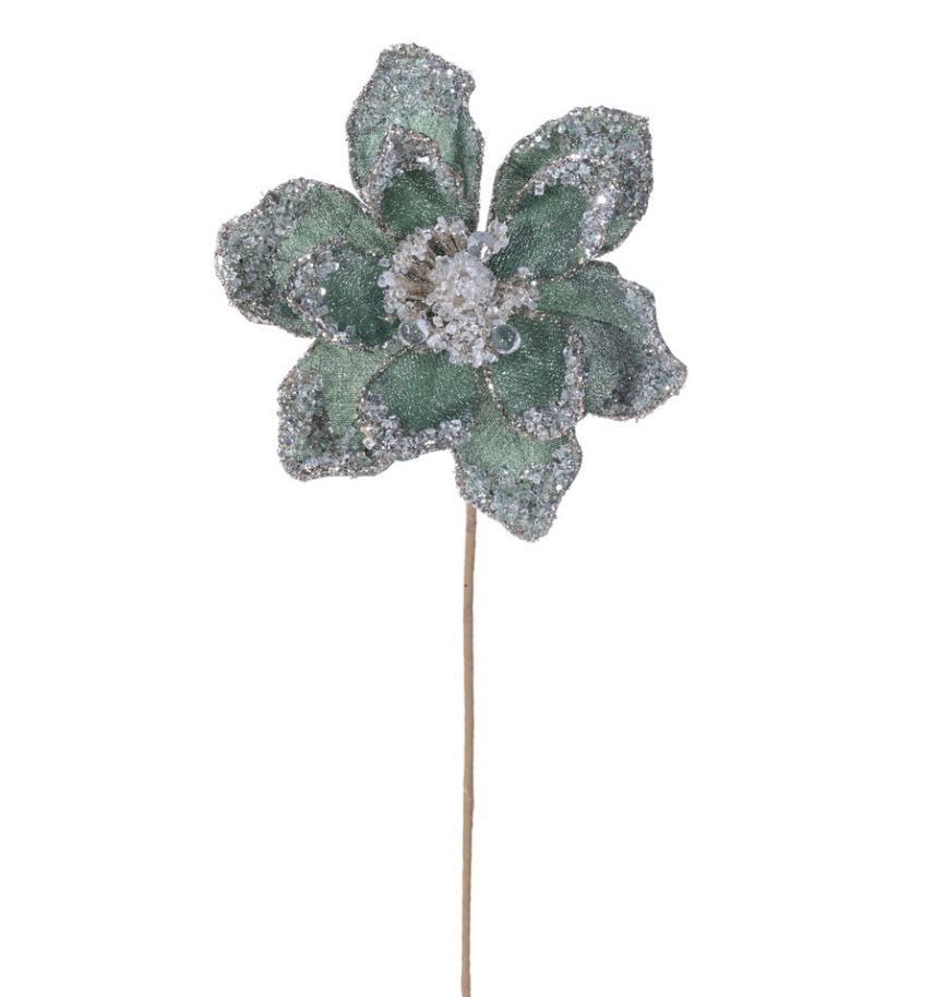 Artificial Iced Poinsettia Stem