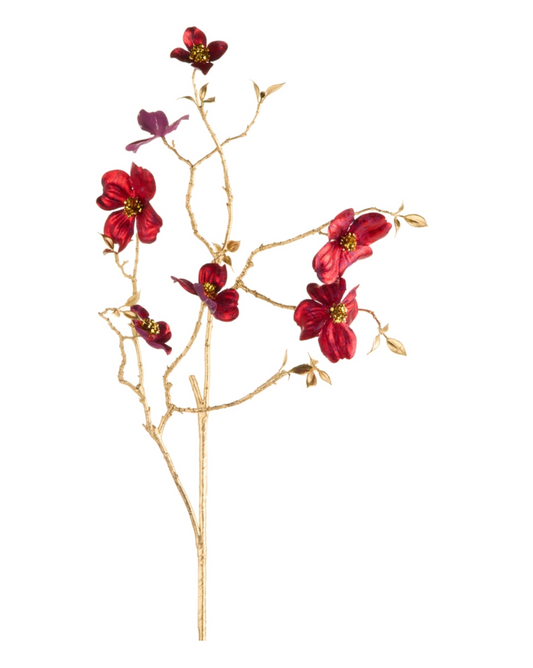 35" Burgundy Dogwood Spray