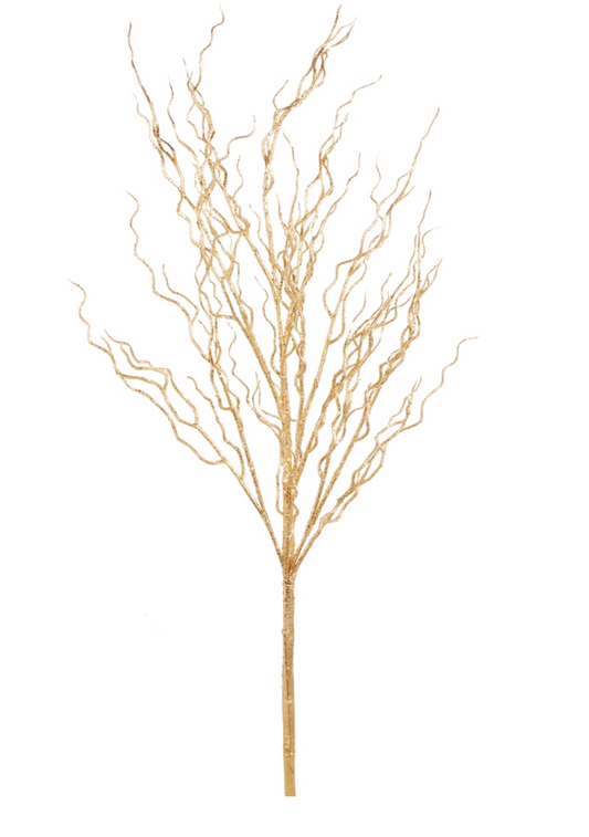 45" Gold Glittered Curly Willow Branch