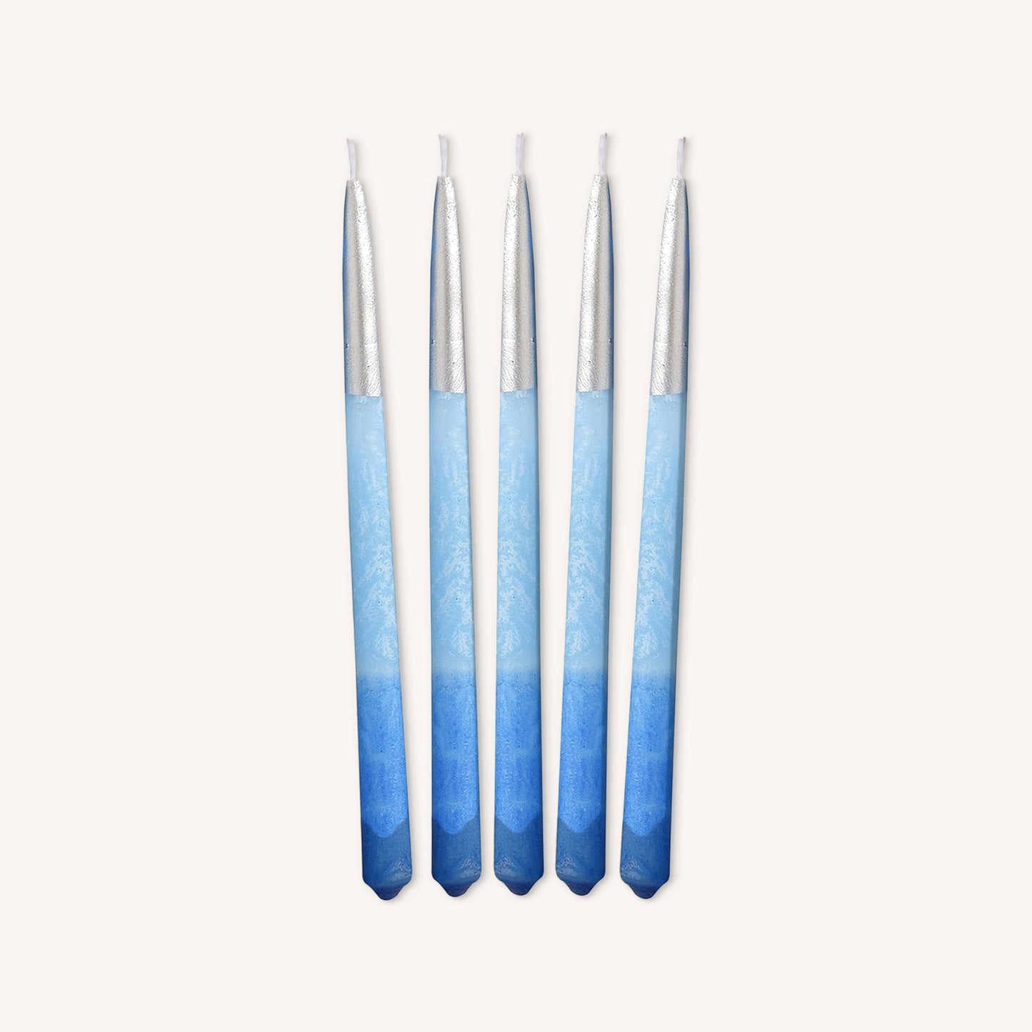 Chanukah Candles - Decorated Blue With Silver Tip - 45 Pack