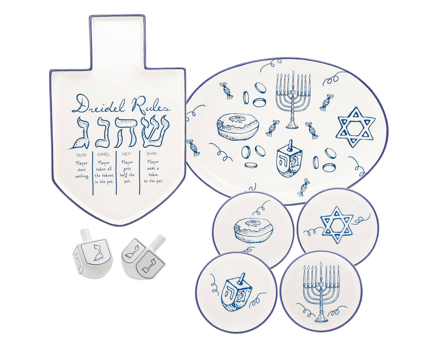 Set of Four Hanukkah Dessert Plates