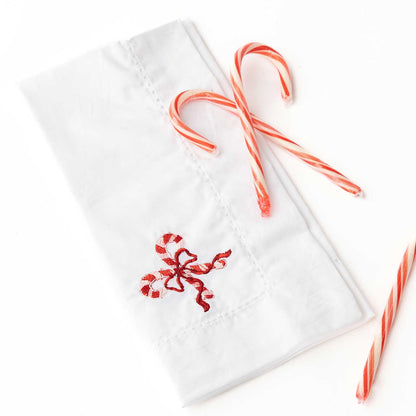 PRE ORDER Candy Cane Embroidered Dinner Napkin