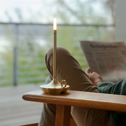 Brass Portable Rechargeable Candle Lamp W/Gift Pack
