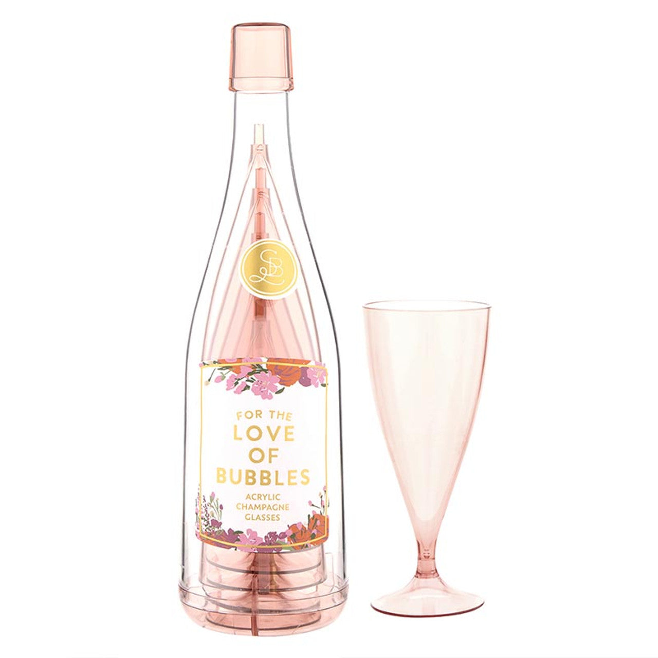 Acrylic Champagne Bottle + Glasses - Love of Bubbles