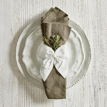 Velvet Bow Napkin Ties - White