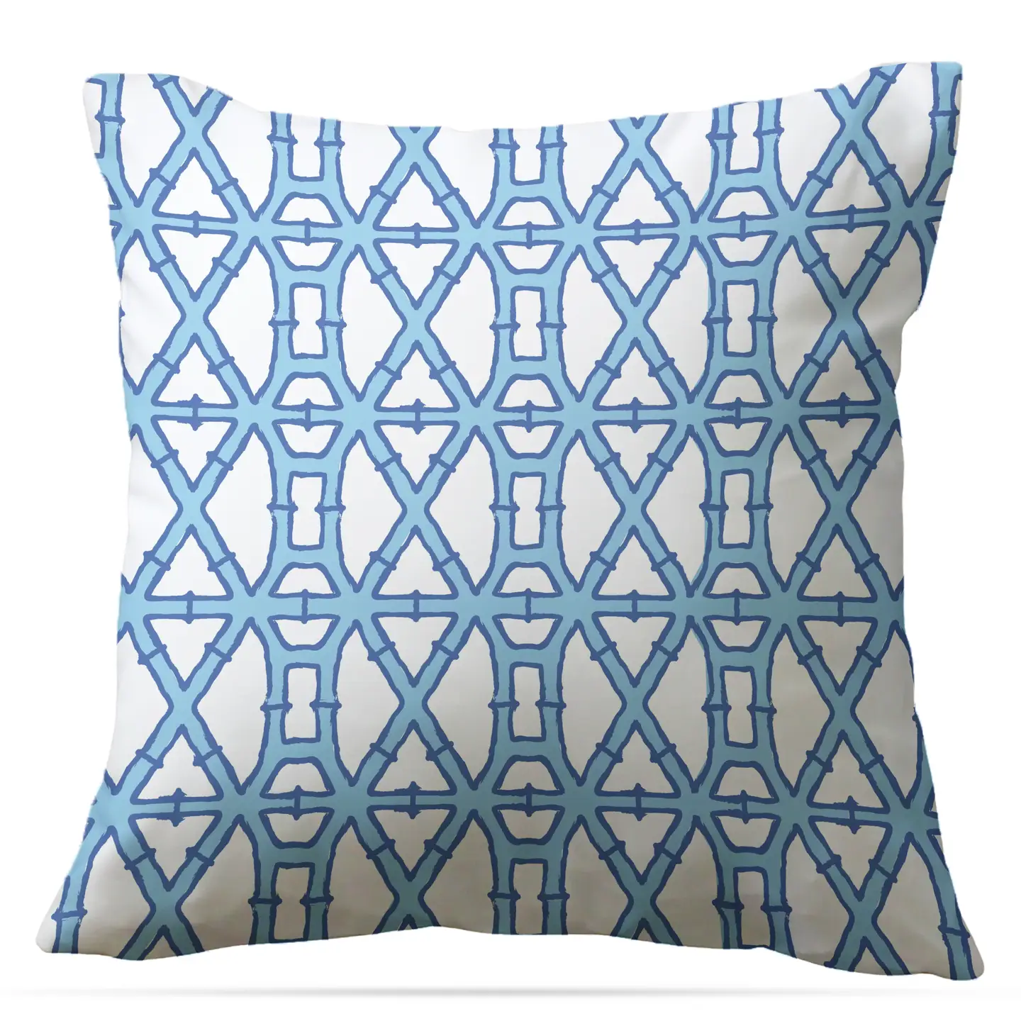 Blue and White Bamboo Pillow-Indoor/Outdoor - 20x20 -