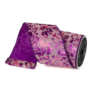 FAR OUT FLORAL (IN STOCK) - 4"X10YD / PURPLE & BLUE