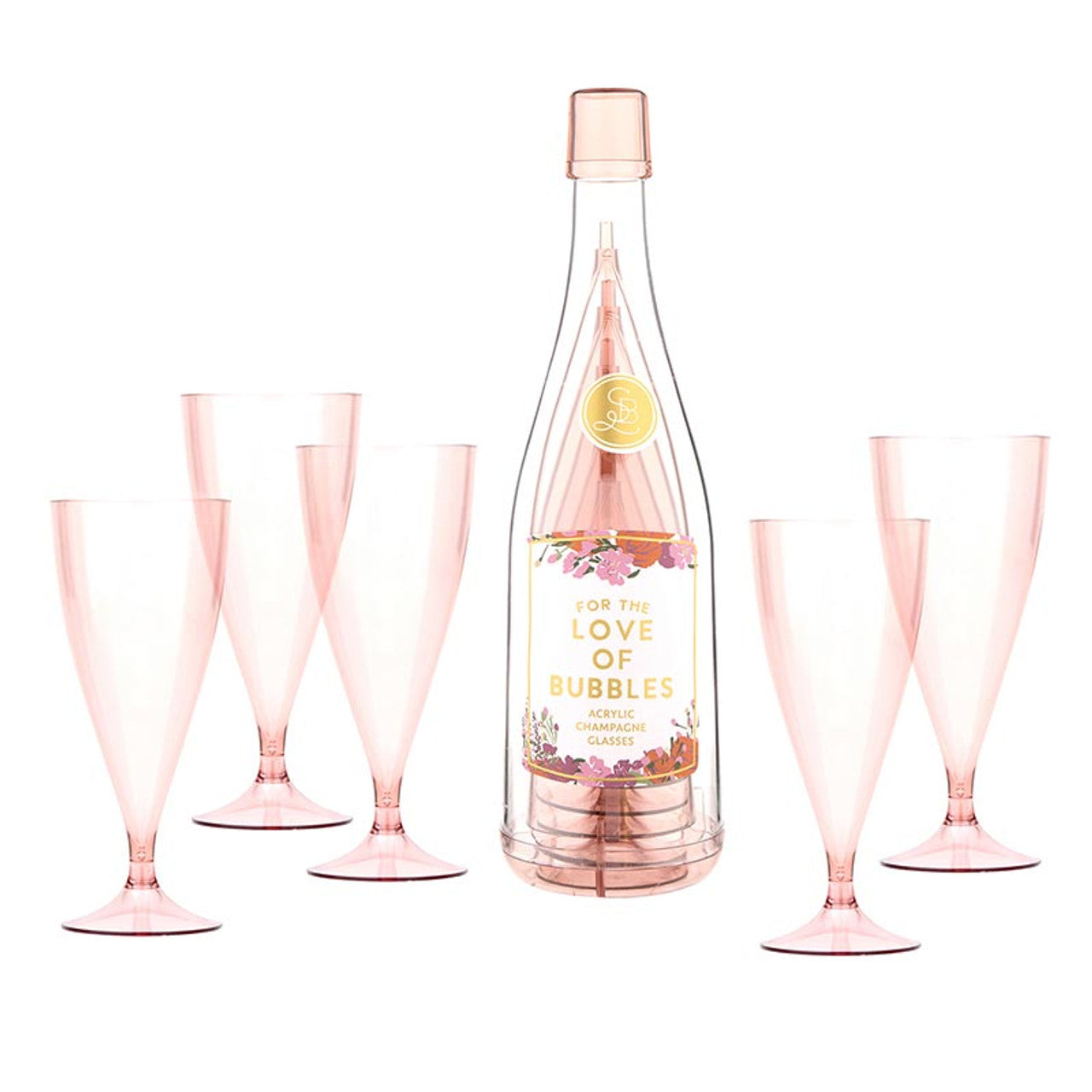 Acrylic Champagne Bottle + Glasses - Love of Bubbles