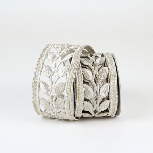 PEAR LEAF - platinum - 2.5 inch ribbon