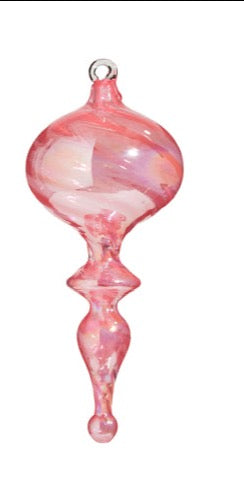 10" PINK BLOWN GLASS FINIAL ORNAMENT